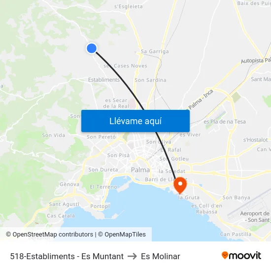 518-Establiments - Es Muntant to Es Molinar map