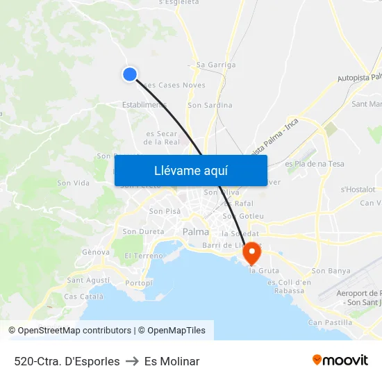 520-Ctra. D'Esporles to Es Molinar map