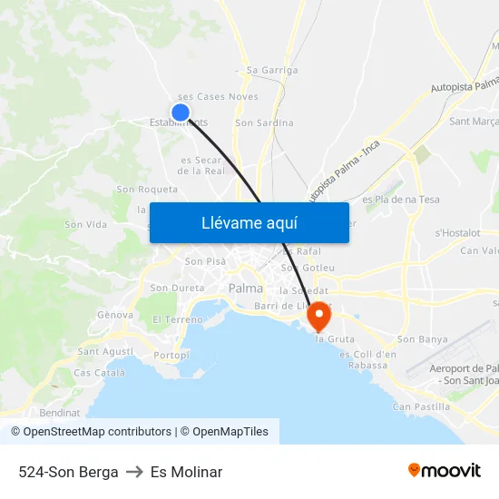 524-Son Berga to Es Molinar map