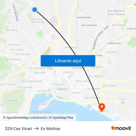 529-Cas Vicari to Es Molinar map