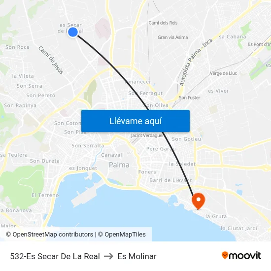 532-Es Secar De La Real to Es Molinar map