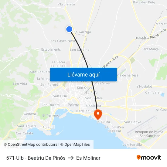 571-Uib - Beatriu De Pinós to Es Molinar map