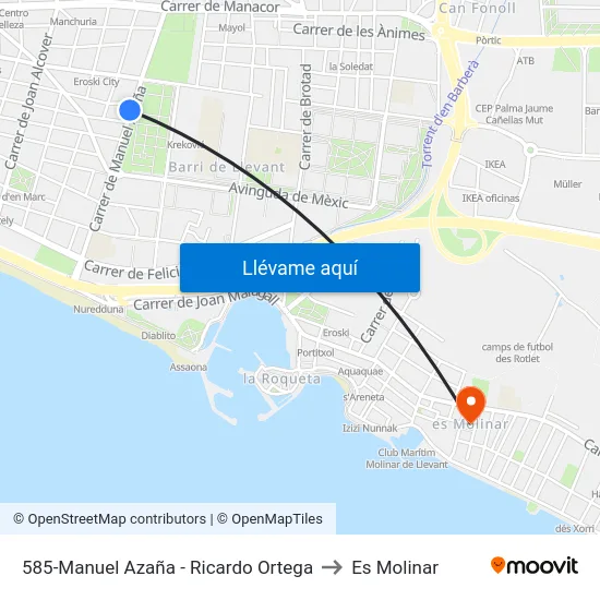 585-Manuel Azaña - Ricardo Ortega to Es Molinar map