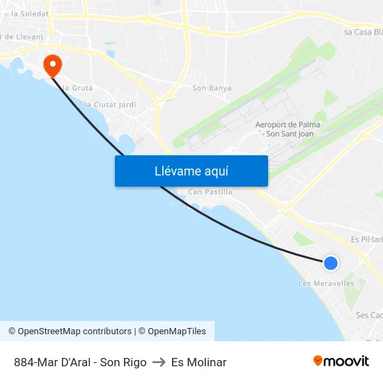 884-Mar D'Aral - Son Rigo to Es Molinar map