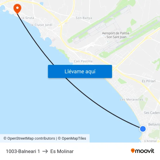 1003-Balneari 1 to Es Molinar map