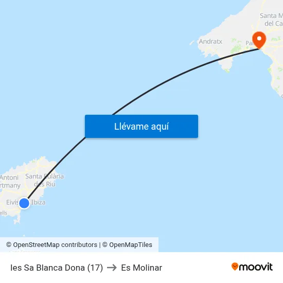 Ies Sa Blanca Dona (17) to Es Molinar map