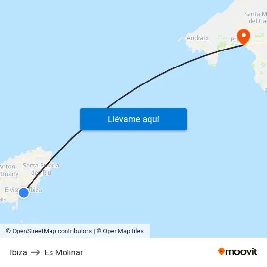 Ibiza to Es Molinar map