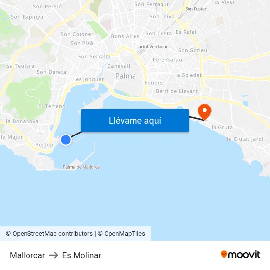Mallorcar to Es Molinar map