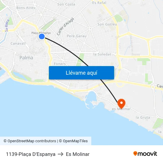 1139-Plaça D'Espanya to Es Molinar map