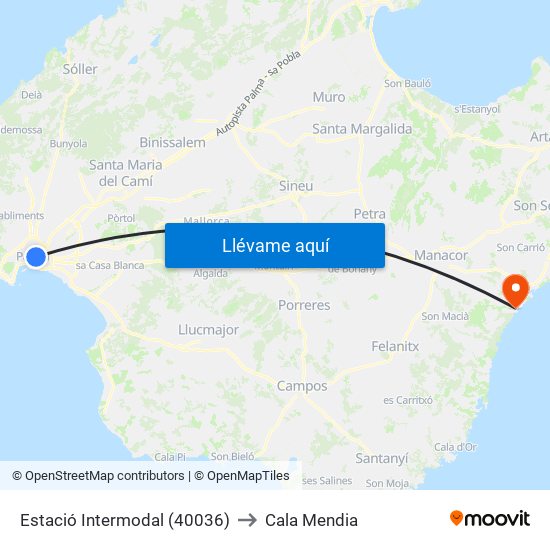 Estació Intermodal (40036) to Cala Mendia map