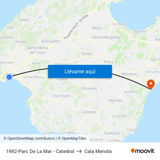 1982-Parc De La Mar - Catedral to Cala Mendia map
