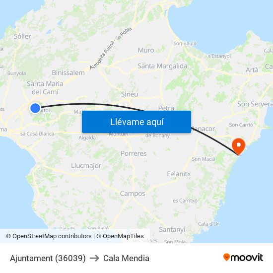 Ajuntament (36039) to Cala Mendia map