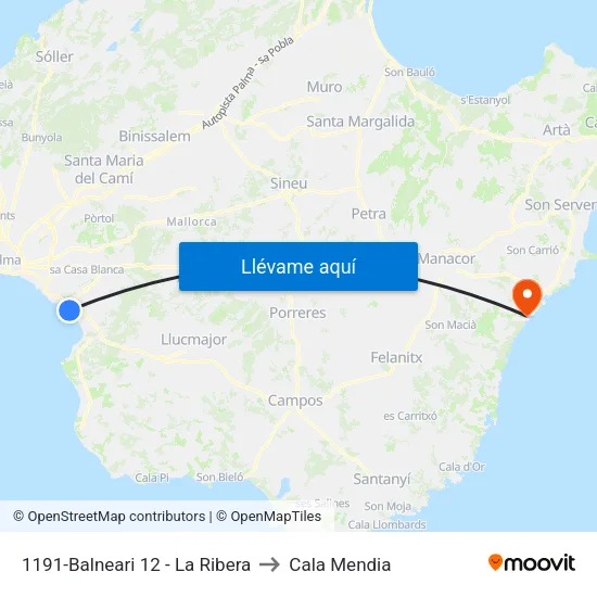 1191-Balneari 12 - La Ribera to Cala Mendia map