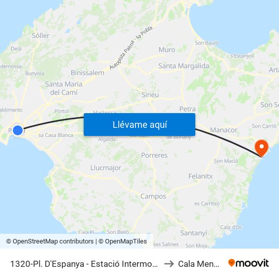 1320-Pl. D'Espanya - Estació Intermodal to Cala Mendia map