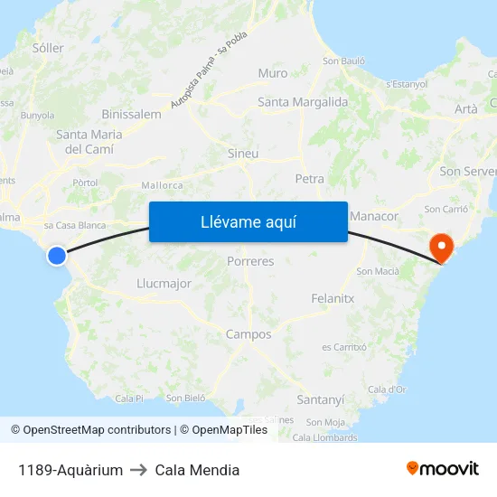 1189-Aquàrium to Cala Mendia map