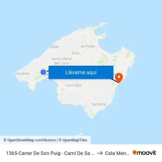 1365-Carrer De Son Puig - Camí De Sa Vileta to Cala Mendia map