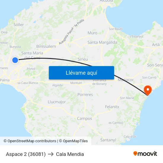 Aspace 2 (36081) to Cala Mendia map
