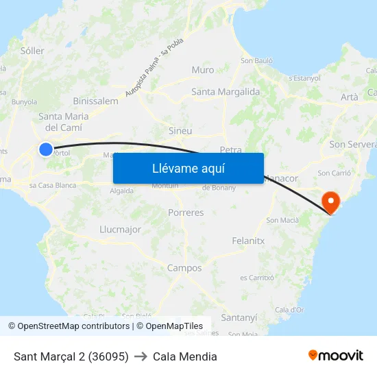 Sant Marçal 2 (36095) to Cala Mendia map