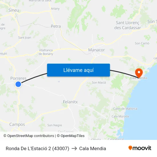 Ronda De L'Estació 2 (43007) to Cala Mendia map