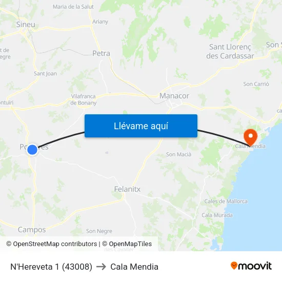 N'Hereveta 1 (43008) to Cala Mendia map
