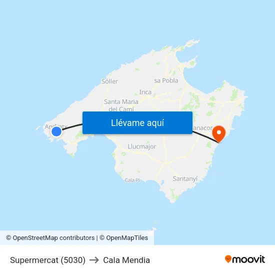 Supermercat (5030) to Cala Mendia map