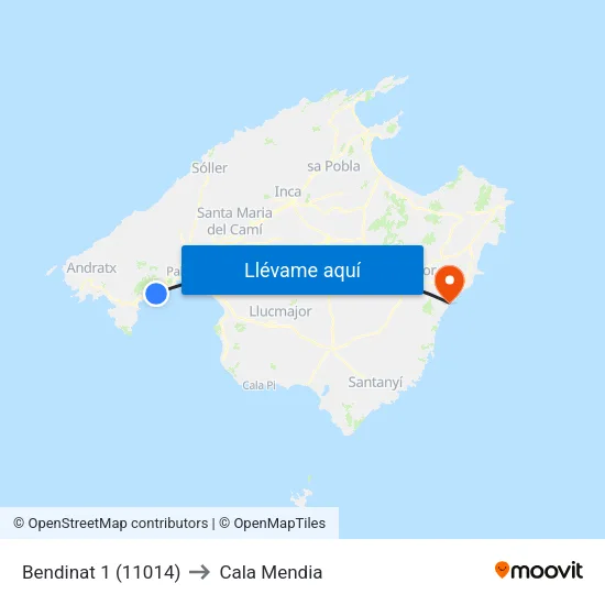 Bendinat 1 (11014) to Cala Mendia map