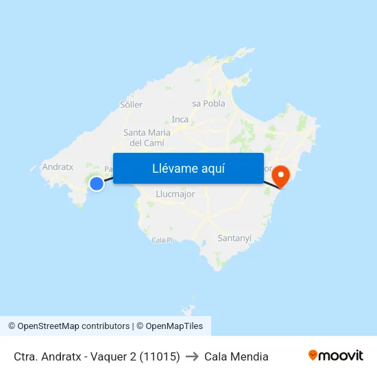 Ctra. Andratx - Vaquer 2 (11015) to Cala Mendia map