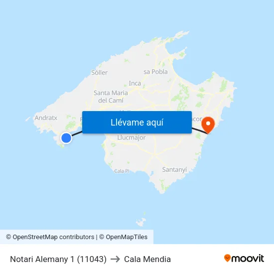 Notari Alemany 1 (11043) to Cala Mendia map