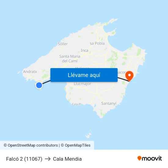 Falcó 2 (11067) to Cala Mendia map