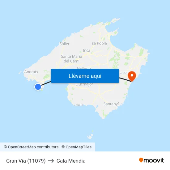 Gran Via (11079) to Cala Mendia map