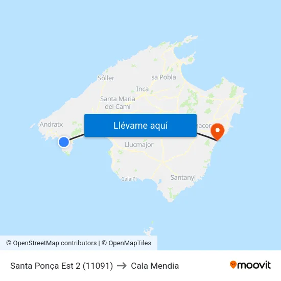 Santa Ponça Est 2 (11091) to Cala Mendia map