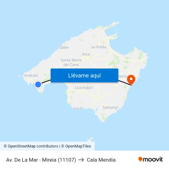 Av. De La Mar - Mireia (11107) to Cala Mendia map