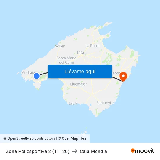 Zona Poliesportiva 2 (11120) to Cala Mendia map