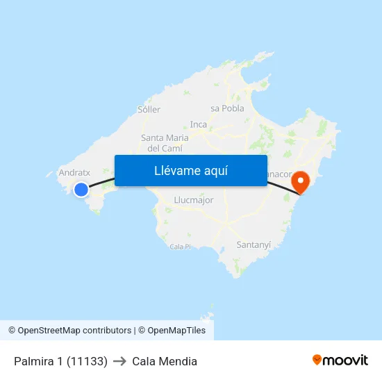 Palmira 1 (11133) to Cala Mendia map