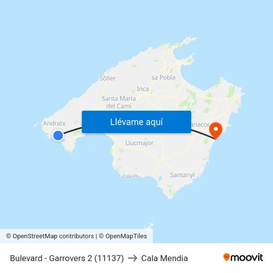 Bulevard - Garrovers 2 (11137) to Cala Mendia map