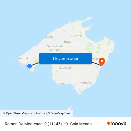 Ramon De Montcada, 9 (11145) to Cala Mendia map