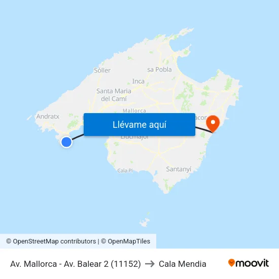 Av. Mallorca - Av. Balear 2 (11152) to Cala Mendia map