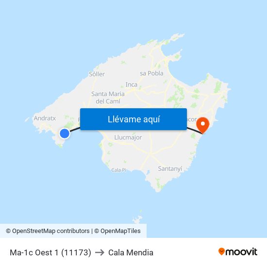 Ma-1c Oest 1 (11173) to Cala Mendia map