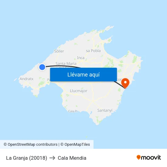 La Granja (20018) to Cala Mendia map