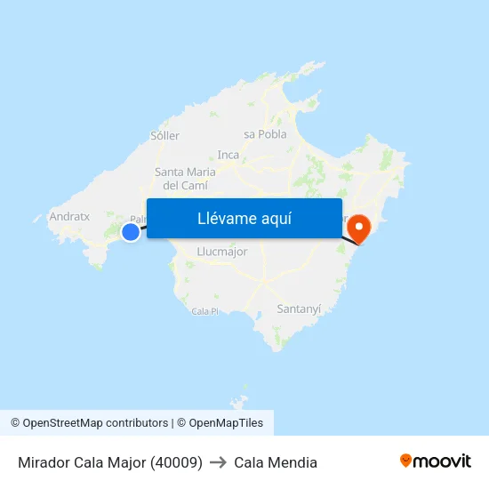 Mirador Cala Major (40009) to Cala Mendia map