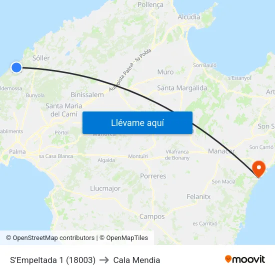 S'Empeltada 1 (18003) to Cala Mendia map