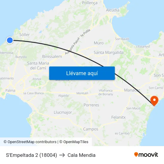 S'Empeltada 2 (18004) to Cala Mendia map