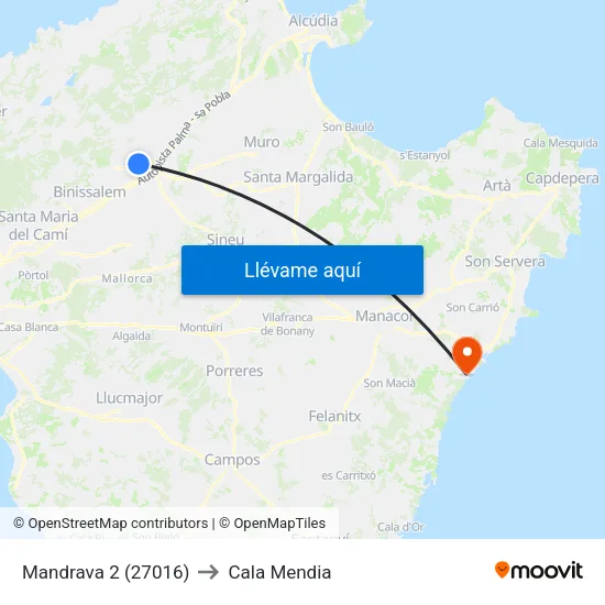 Mandrava 2 (27016) to Cala Mendia map