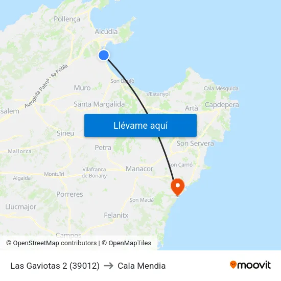 Las Gaviotas 2 (39012) to Cala Mendia map