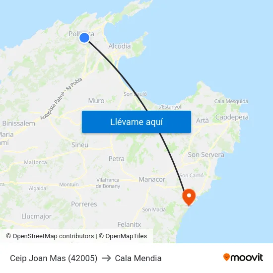 Ceip Joan Mas (42005) to Cala Mendia map