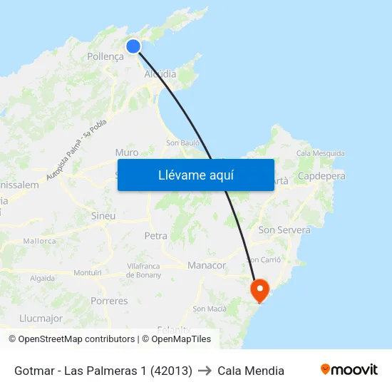 Gotmar - Las Palmeras 1 (42013) to Cala Mendia map