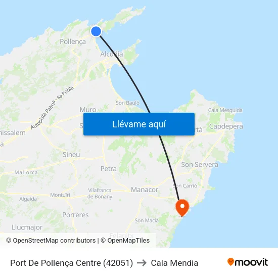 Port De Pollença Centre (42051) to Cala Mendia map