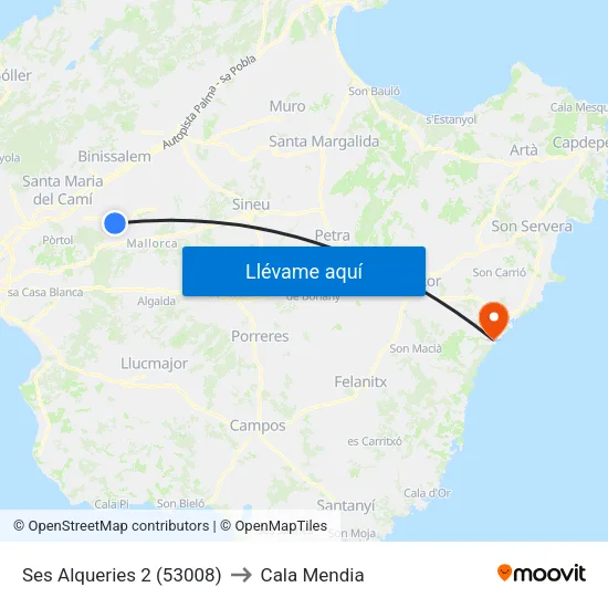 Ses Alqueries 2 (53008) to Cala Mendia map