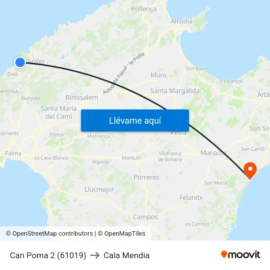 Can Poma 2 (61019) to Cala Mendia map