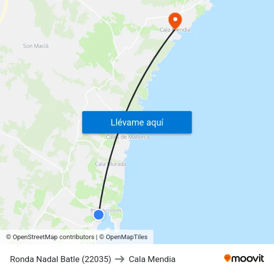 Ronda Nadal Batle (22035) to Cala Mendia map